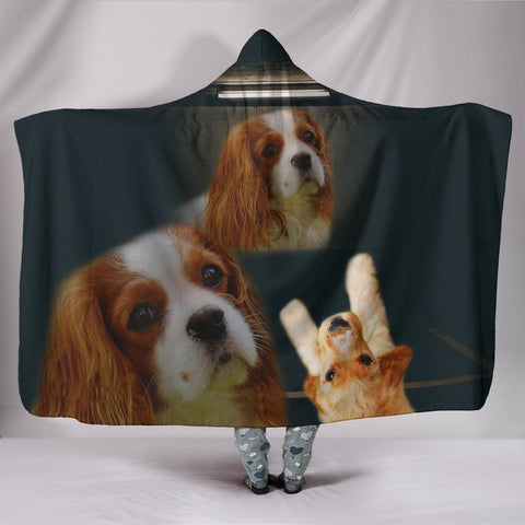 Cavalier King Charles Spaniel Dog Print Hooded Blanket-Free Shipping