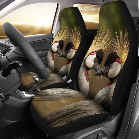 Grey Crowned Crane Bird Print Car Seat Covers-Free Shipping