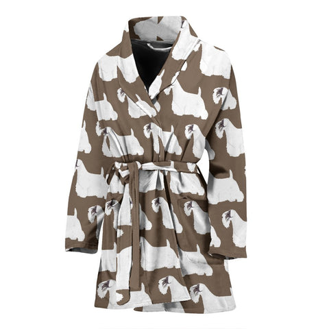 Sealyham Terrier Dog Pattern Print Women's Bath Robe-Free Shipping