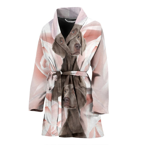 Weimaraner Print Women's Bath Robe-Free Shipping