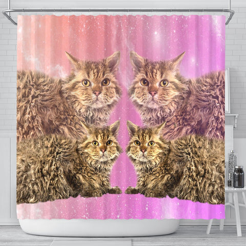 Selkirk Rex Cat Print Shower Curtains-Free Shipping