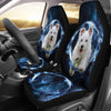 West Highland White Terrier On Blue Print Car Seat Covers- Free Shipping