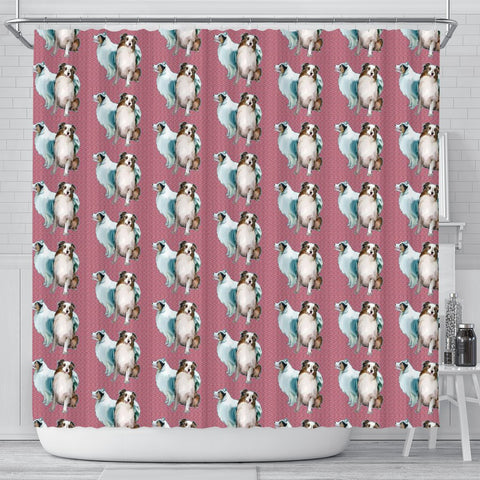 Australian Shepherd Dog Pattern Print Shower Curtains-Free Shipping