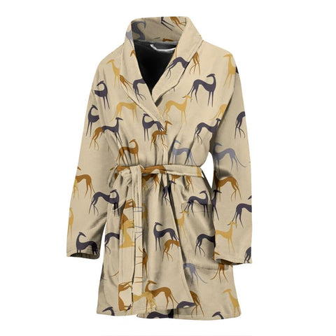 Greyhound Dog Pattern Print Women's Bath Robe-Free Shipping