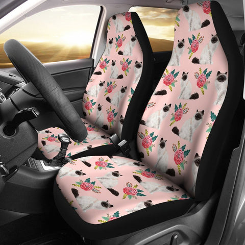 Birman Cat Floral Print Car Seat Covers-Free Shipping