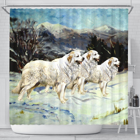 Great Pyrenees Dog Art Print Shower Curtains-Free Shipping