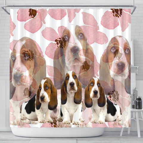 Basset Hound Print Shower Curtains- Free Shipping
