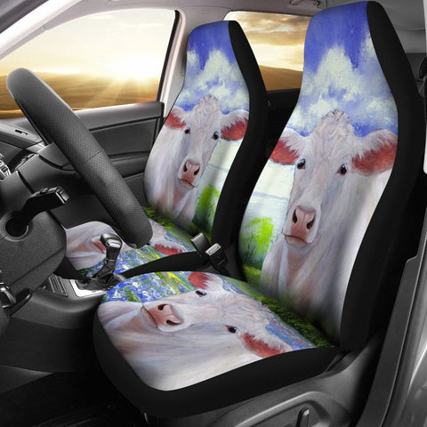 Charolais Cattle (Cow) Print Car Seat Covers- Free Shipping