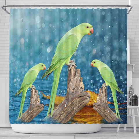 Cute Rose Ringed Parakeet Bird Print Shower Curtains-Free Shipping