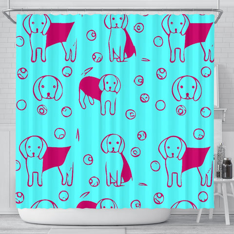 Cute Beagle Patterns Print Shower Curtain-Free Shipping