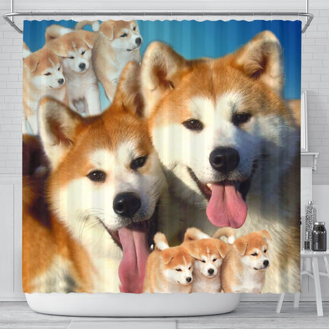 Akita Dog Print Shower Curtain-Free Shipping
