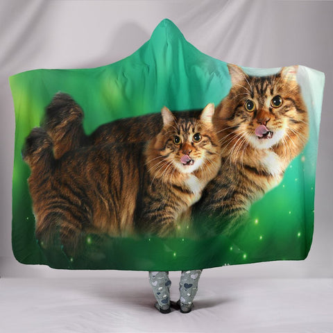 Lovely American Bobtail Cat Print Hooded Blanket-Free Shipping