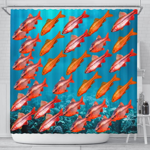 Cherry Barb Fish Print Shower Curtains-Free Shipping