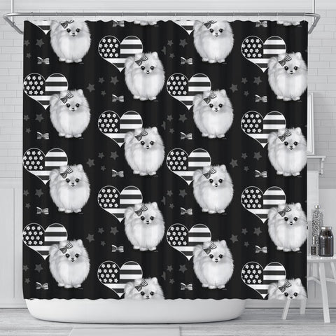 Pomeranian Dog Patterns Print Shower Curtain-Free Shipping