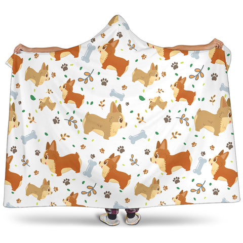 Cute Corgi Dogs Hooded Blanket for Lovers of Corgis