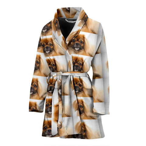 Amazing Tibetan Spaniel Patterns Print Women's Bath Robe-Free Shipping