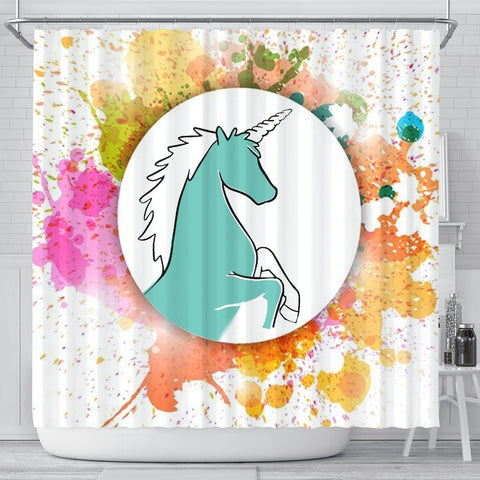 Colorful Unicorn Print Shower Curtain-Free Shipping