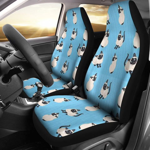 Siamese Cat On Skyblue Print Car Seat Covers-Free Shipping