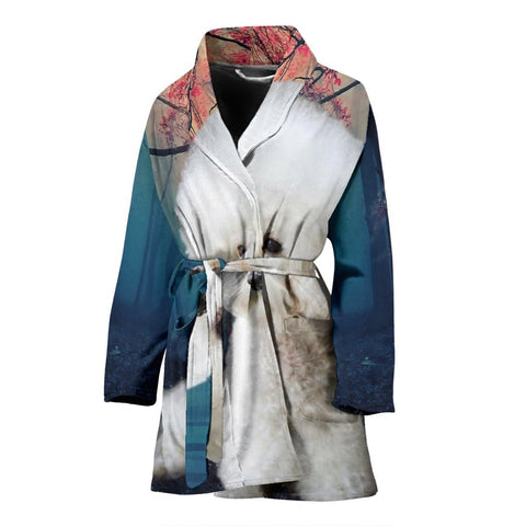 Bichon Frise Print Women's Bath Robe-Free Shipping