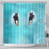 Doberman Pinscher Print Shower Curtain-Free Shipping