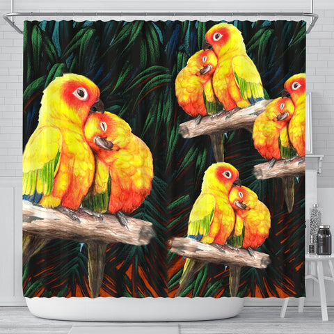 Sun Conure Parrot Art Print Shower Curtains-Free Shipping