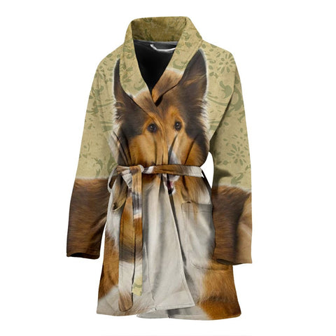 Cute Collie Print Women's Bath Robe-Free Shipping