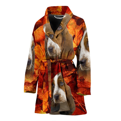 Basset Hound Print Women's Bath Robe-Free Shipping