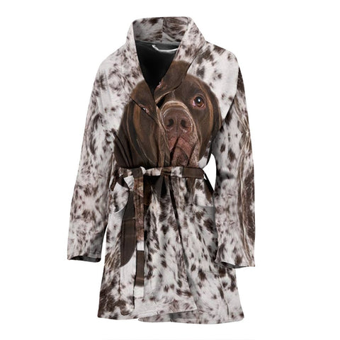 Amazing German Shorthaired Pointer Face Print Women's Bath Robe-Free Shipping