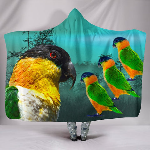 Caique Parrot Print Hooded Blanket-Free Shipping