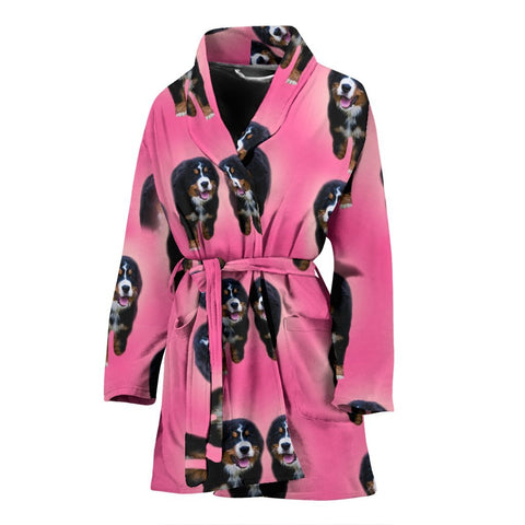 Amazing Bernese Mountain Dog Print Women's Bath Robe-Free Shipping