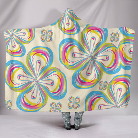 Floral color Print Hooded Blanket-Free Shipping