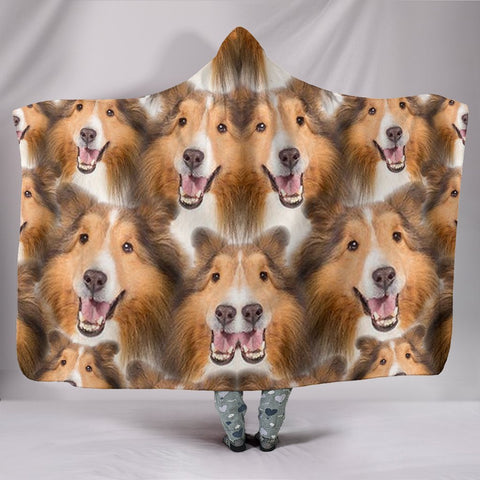 Laughing Shetland Sheepdog Print Hooded Blanket-Free Shipping