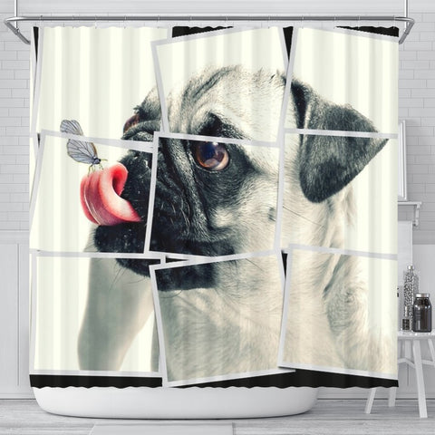 Cute Pug Dog Image Art Print Shower Curtains-Free Shipping