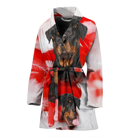 Cute Rottweiler Print Women's Bath Robe-Free Shipping