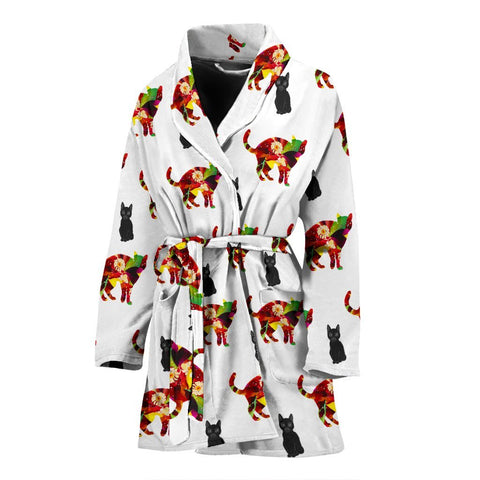 Colorful Cat Patterns Print Women's Bath Robe-Free Shipping