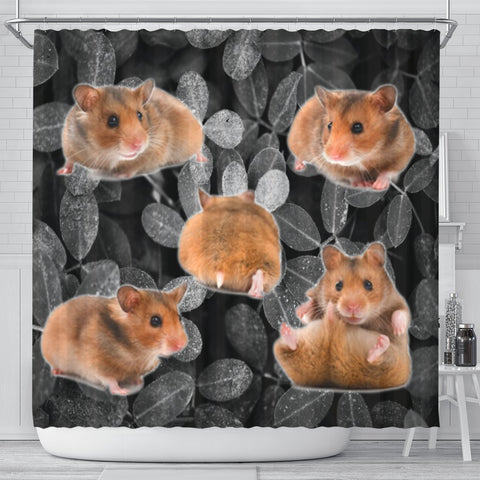 Djungarian Hamster On Black Print Shower Curtains-Free Shipping