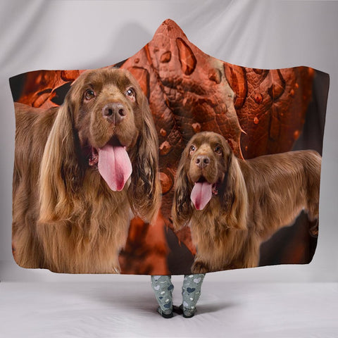 Cute Sussex Spaniel Print Hooded Blanket-Free Shipping