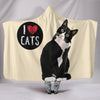 I Love Cats Hooded Blanket for Cat Lovers