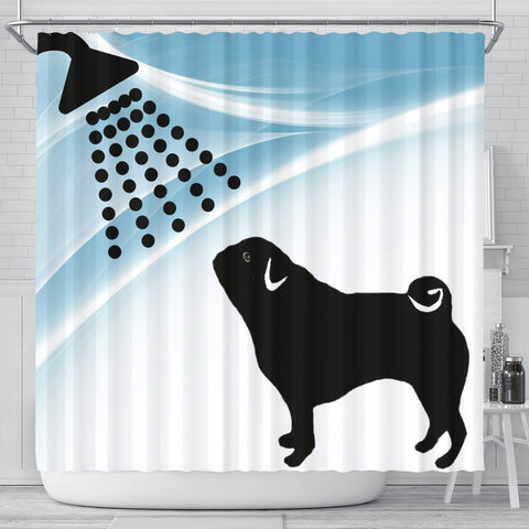 Cute Pug Dog Bath Print Shower Curtain-Free Shipping