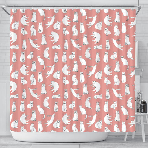 Persian Cat Pattern Print Shower Curtains-Free Shipping