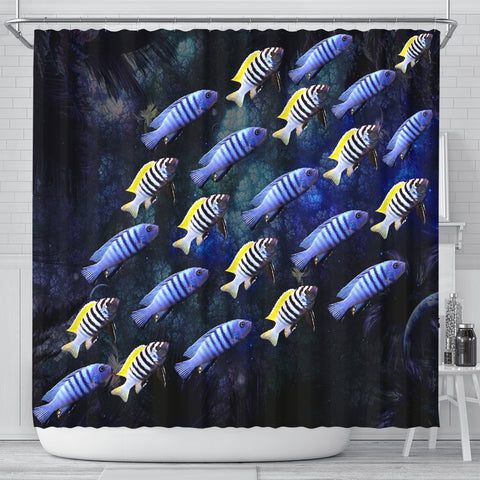 Cynotilapia Afra Fish Print Shower Curtains-Free Shipping