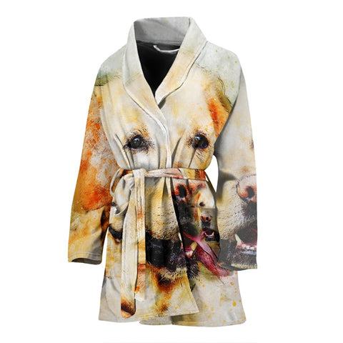 Labrador Dog Art Print Women's Bath Robe-Free Shipping