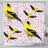 American Goldfinch Bird On Hearts Print Shower Curtains-Free Shipping