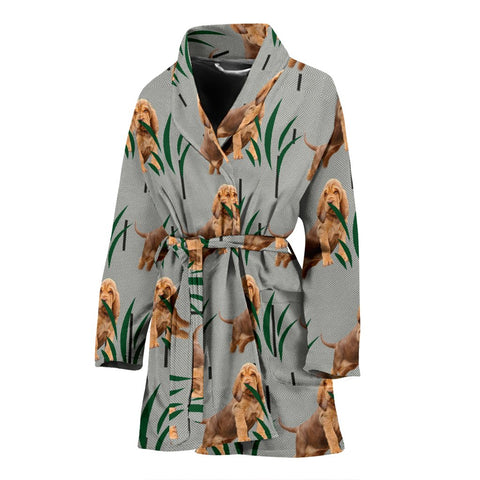 Bloodhound dog Print Women's Bath Robe-Free Shipping