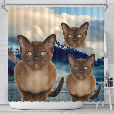 Burmese Cat Print Shower Curtains-Free Shipping