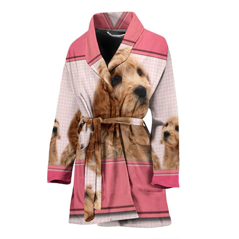 Cute Cockapoo Dog Print Women's Bath Robe-Free Shipping