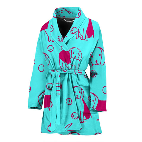 Beagle dog Print Women's Bath Robe-Free Shipping