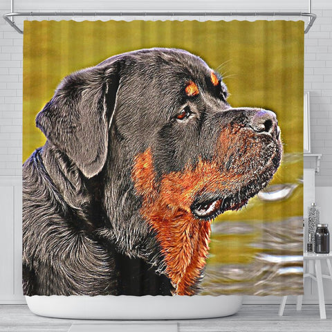 Rottweiler Dog Art Print Shower Curtains-Free Shipping