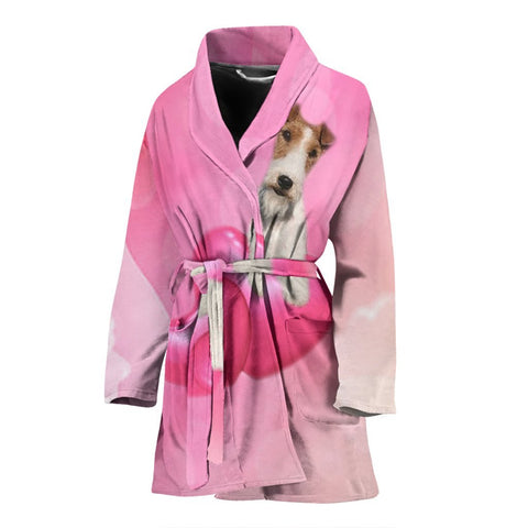 Wire Fox Terrier dog Print Women's Bath Robe-Free Shipping