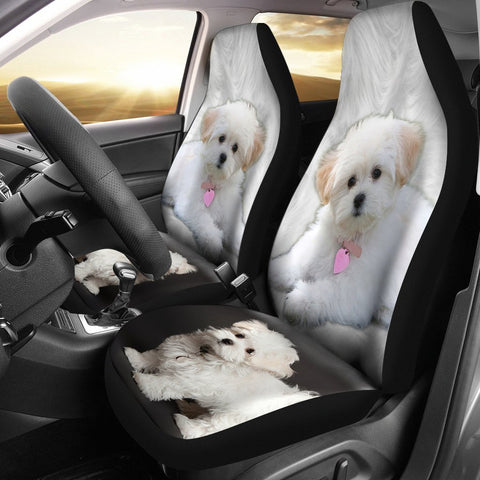 Cute Maltese Dog Print Car Seat Covers-Free Shipping